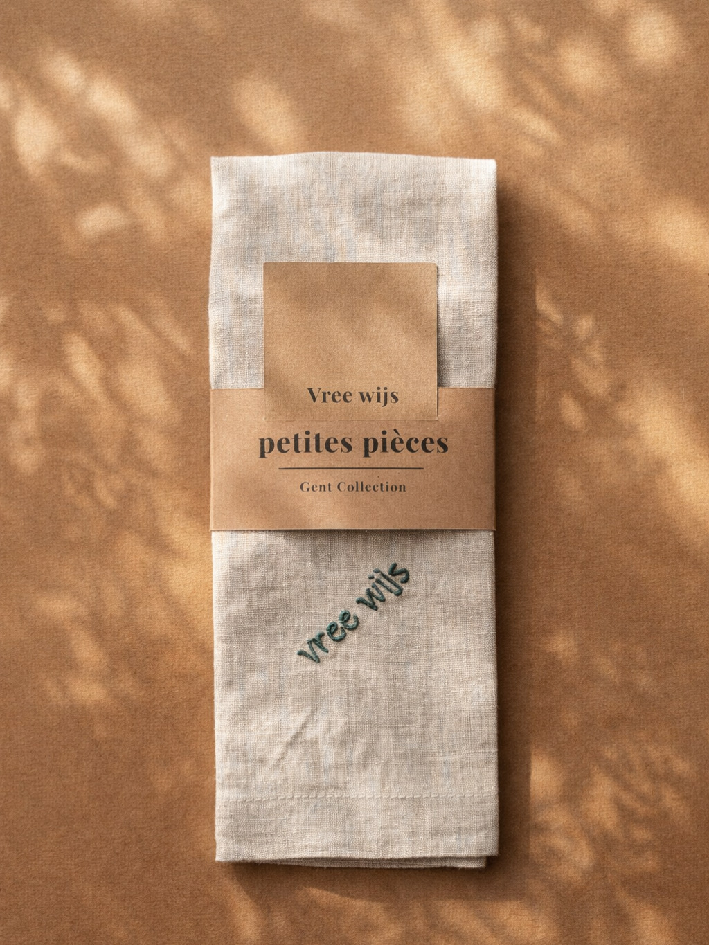 Geborduurd Linnen Servet — Naturel